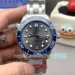 VS Swiss Copy Omega Seamaster Diver 300M 42MM Grey Dial Stainless Steel Mens Watch 